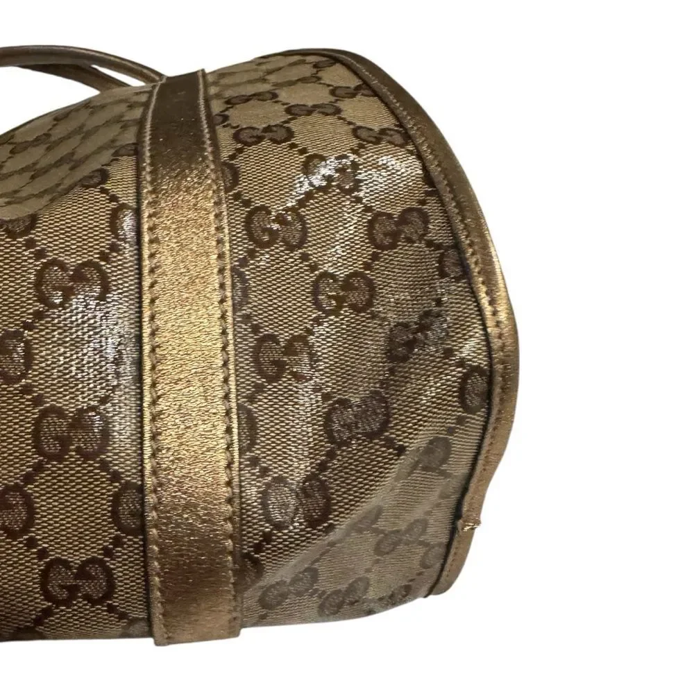 Gucci GG Crystal Beige Brown Canvas Gold Leather Trim Medium Joy Shoulder Bag - Picture 8 of 13